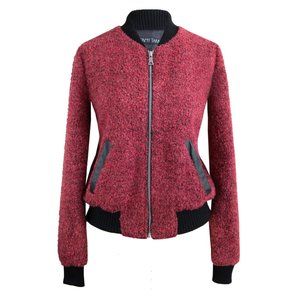J'Amy Tarr Knit Bomber Jacket in Crimson